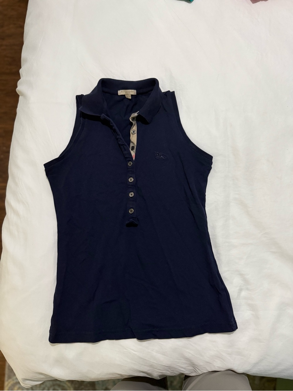 Burberry - Navy Sleeveless Polo Tank